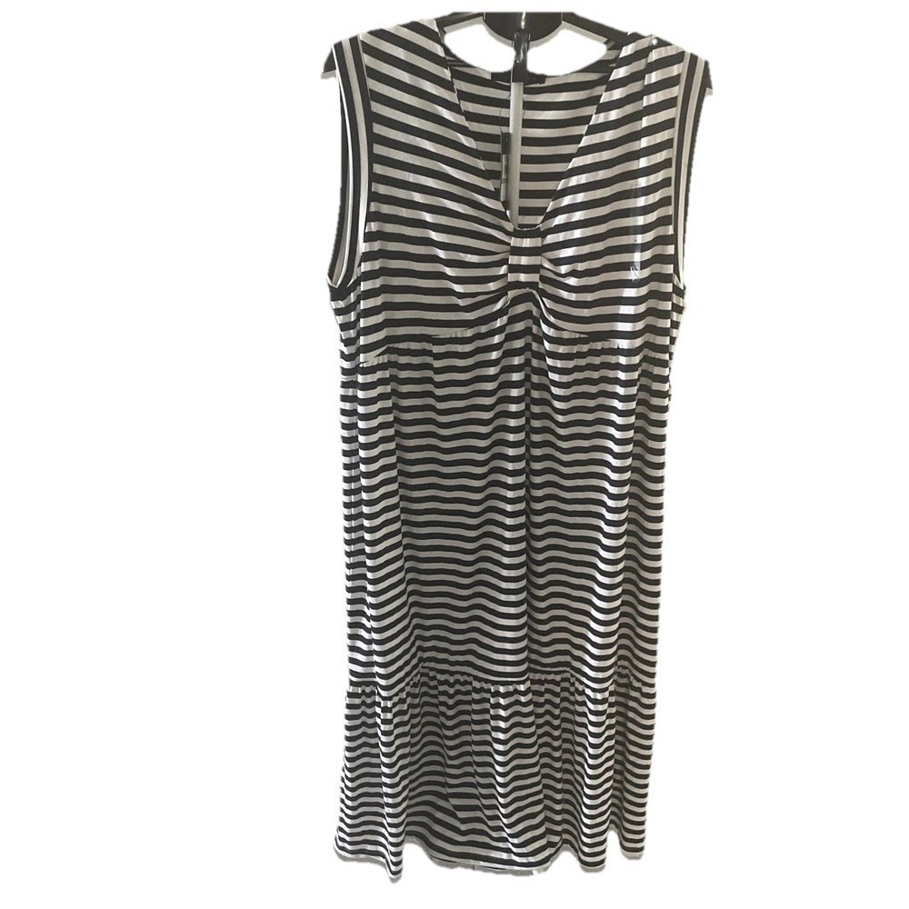 Tommy Hilfiger Black and White Striped Maxi Dress
